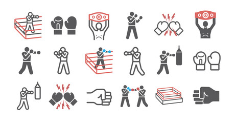 Boxing line icons set. Vector signs for web graphics