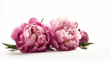 bouquet of pink peonies isolated on the white background. generative ai