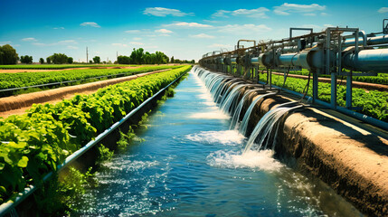 Water Management in Agriculture, From Ancient Canals to Modern Irrigation - obrazy, fototapety, plakaty