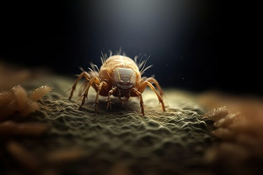 Makroaufnahme einer Hausstaubmilbe 