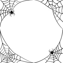 Cobweb collection isolated on white background. Line art. Gossamer. Spiderweb outline sign. Black and white vector illustration.