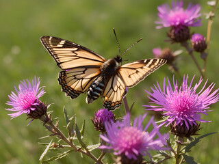Naklejka premium butterfly on flower