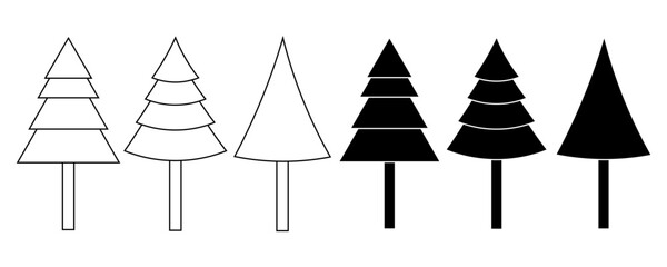 Christmas tree icon set isolated on white background