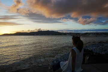 Sunset Image of Agarie Beach in Nago, Okinawa, Japan - 日本 沖縄 名護 東江ビーチの夕日