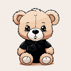 cute teddy bear linear drawing minimalism