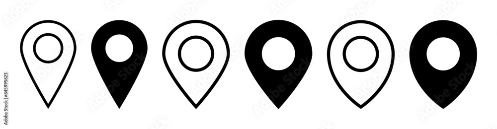 Poster Location icon set, Map pin place marker. location pointer icon symbol in flat style. Location pin line icon, Navigation sign	