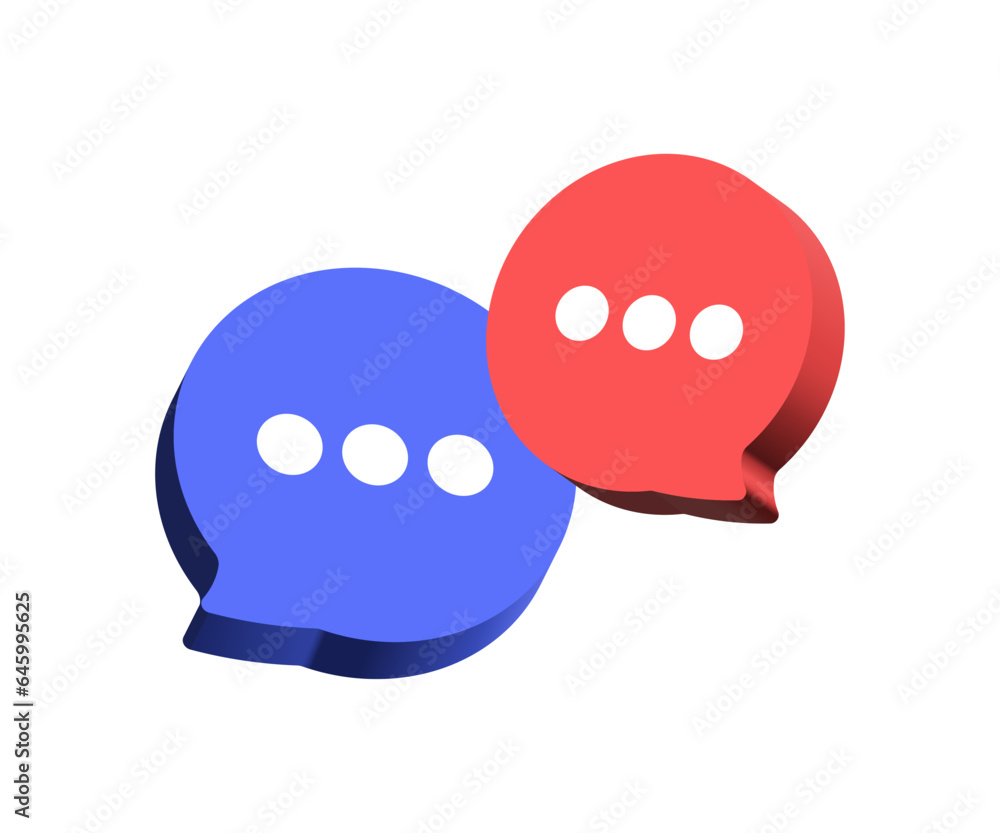 Poster 3d chat icon speech bubble symbol Chat message icons - talk message Bubble chat speech text box icon , social media communication background concept. vector illustration