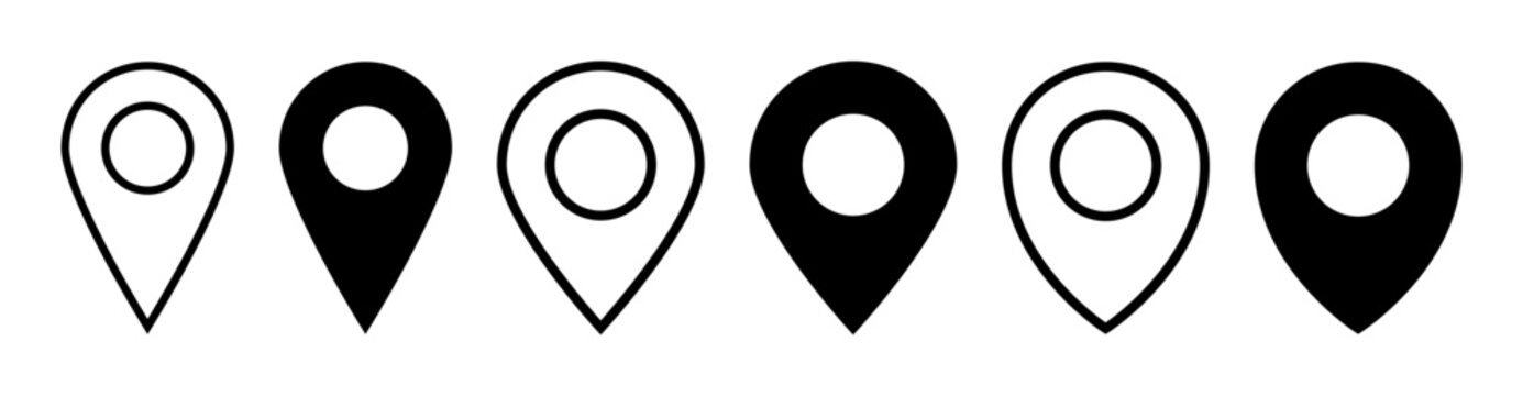 Location icon set, Map pin place marker. location pointer icon symbol in flat style. Location pin line icon, Navigation sign	