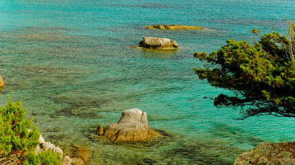 Panorama dell'Isola di Spargi. Arcipelago della Maddalena. Sardegna, Italy