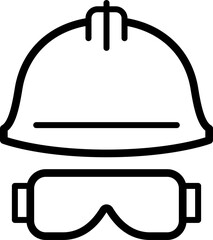 Helmet and glasses icon as a linear symbol for web design
