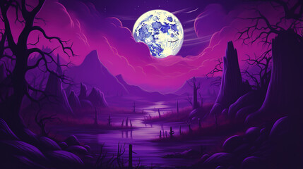 Sale background halloween big moon violet