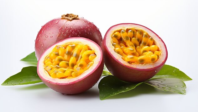 Delicious fresh passionfruits-maracuya fruit isolated on white background
