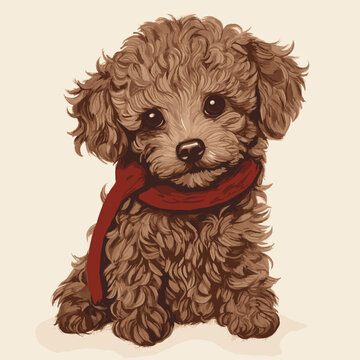 toy poodle drawing. Vector illustration