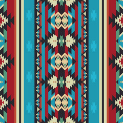 Native American Southwest, Aztec, Navajo seamless pattern. Tribal geometric print. Ethnic design wallpaper, fabric, cover, textile, rug, blanket. Boho style.