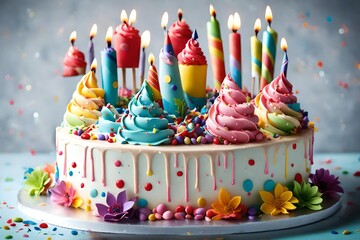 beautiful happy birthday cake designs and ice creams cups