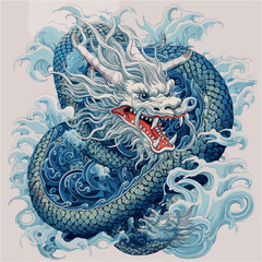 blue dragon chinese. Vector illustration © Margarita
