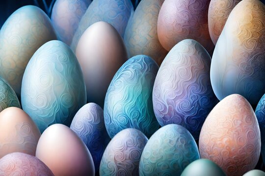 beautiful translucent  frosted egg, , nebule space atmosphere  backround  no cut off, highly translucent, muted translucent pastels, Lalique,