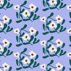 Seamless childish pattern with cute hand drawn flower. for fabric, print, textile, wallpaper, apparel