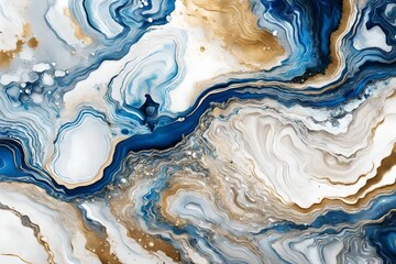 ( ivory, white, silver, blue)  Painting from liquid acrylic or watercolor with an abstract pattern...
