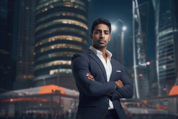Fototapeta premium Young and confident businessman or corporate employee.