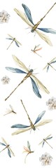 blue and white dragonfly illustrations, bookmark, wallpaper, background, template, poster, banner - obrazy, fototapety, plakaty