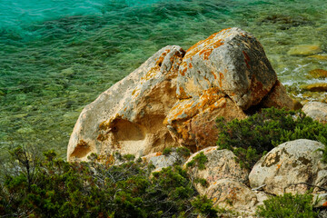 Panorama dell'Isola di Spargi, arcipelago della Maddalena. Provincia di Sassari, Sardegna. Italy