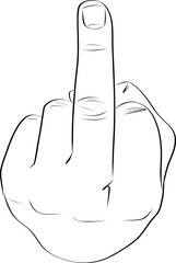 Human Hand Gesturing With Middle Finger, Sketch of Hand show fuck off with the middle finger - obrazy, fototapety, plakaty