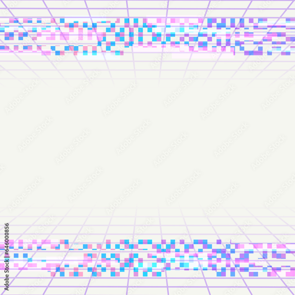 Aufkleber abstract glitched digital data scramble effect light gradient color frame template, white background