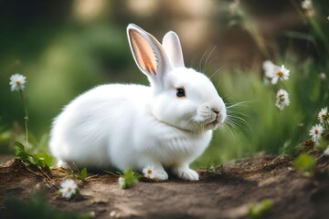 white rabbit on grass
