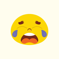Flat design sad emoji illustration