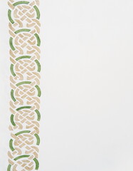 Brown and Green Watercolor Celtic Style Left Border on White