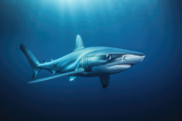 Obraz na płótnie Canvas Blue shark (Prionace glauca) in blue water