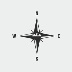 Compass Mountain logo vintage vector illustration template icon graphic design