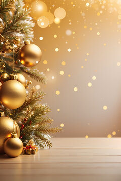 visually appealing abstract, warm christmas-themed wallpaper with a golden aura. Image created using artificial intelligence.