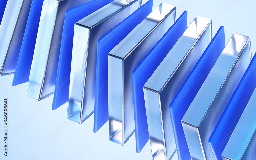 Fototapete dynamic background with glass and plastic shapes. 3d rendering illustration.