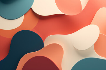 Abstract colorful waves pink blue orange blue render 3d generative ai