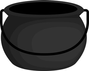 Empty Witch's Black Cauldron Candy Bucket - Halloween Trick or Treat Isolated : An eerie, black potion pot in the shape of a witch's cauldron, Filled with candies for Halloween Trick or Treat.