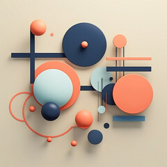 Colorful abstract shapes puzzle on a pink background generative ai