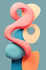 Colorful abstract shapes puzzle on a blue background generative ai
