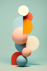 Colorful abstract shapes puzzle on a blue background generative ai