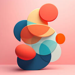 Colorful abstract shapes puzzle on a pink background generative ai