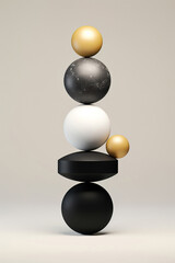 Still life podium balls black and white marble generative ai