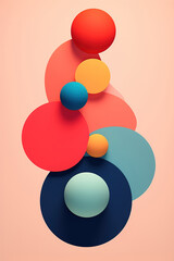Colorful abstract shapes puzzle on a pink background generative ai