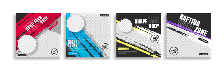 gym training social media post story template design, banner for your promotion.