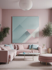 modern pastel color living room interior, colorful living room, pastel decoration, pastel pink