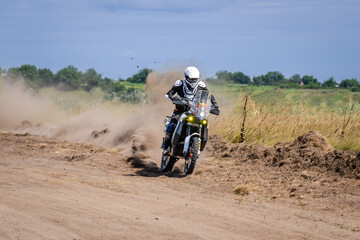 Extreme Motocross track. Riding on dust track