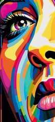 Abstract colorful of woman face for iPhone made with Ai generative technology, Person is fictional
