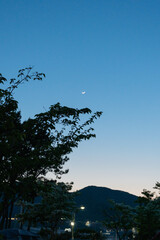 the moon on the mountain