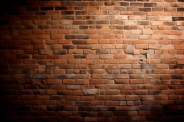Weathered red brick wall background with black vignette on border
