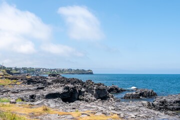 the blue sea and rocks